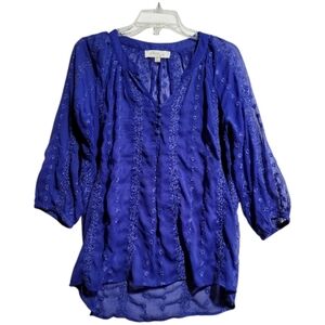 Sheer Blouse Blue Chiffon-like fabric woven stripes Y2K indie sleeze